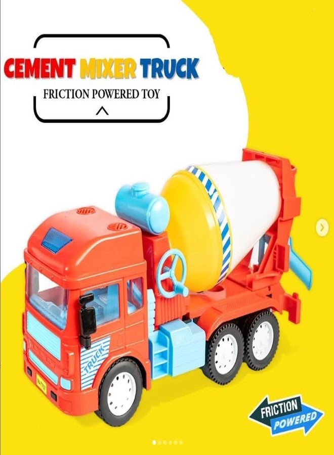 Ixora Cement Mixer Truck Friction Powered Toy Truck Push & Go Realistic Big Size Automobile Construction Engineering Plastic Toy Vehicle for Kids (Mixer Truck) - Image 3